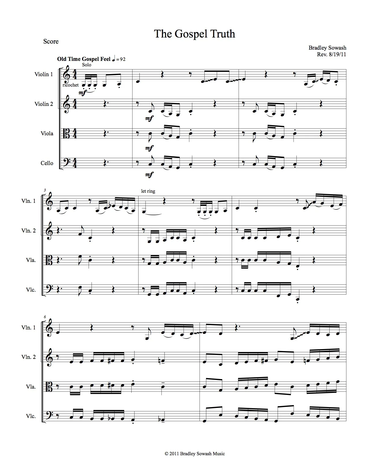 Stringendo - String Quartet - PDF — Bradley Sowash Music